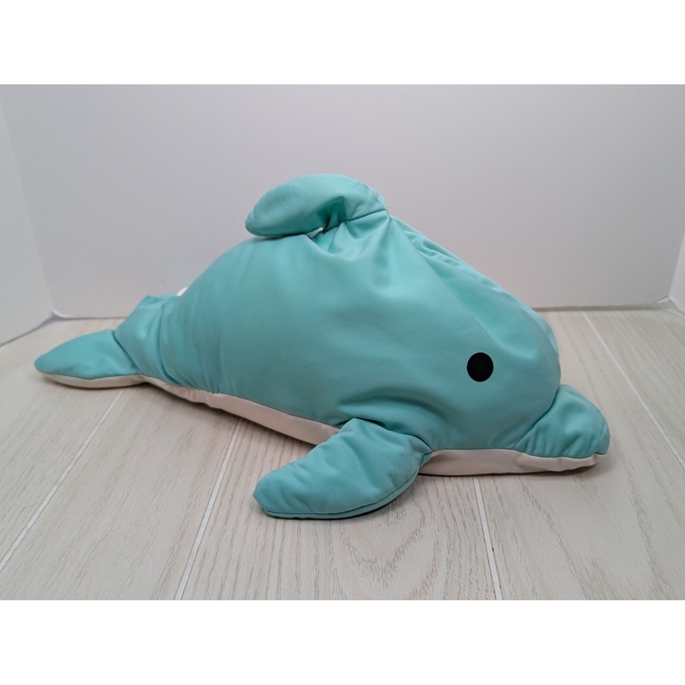 Squshies Dolphin Plush Micorbead Teal Blue Stuffed Animal Pillow READ USED
